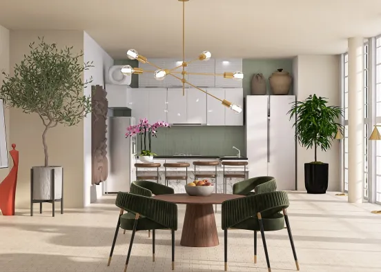 Bright and spacious kitchen and dining  Design Rendering