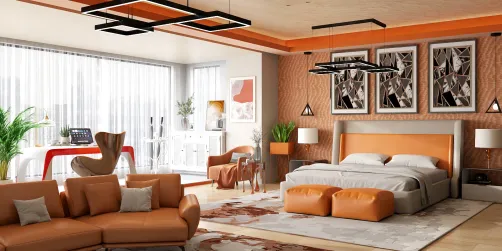 Modern orange bedroom 