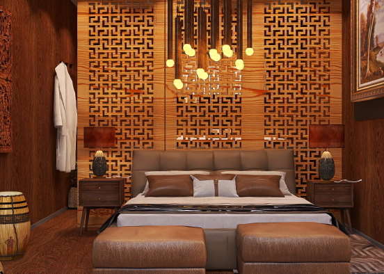 chocolate bedroom  Design Rendering