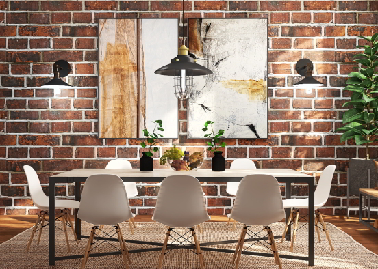 Industrial style dining room Design Rendering