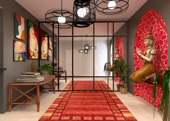 Indian Style Hallway Design Rendering