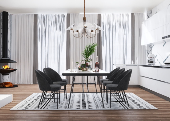 cucina in bianco Design Rendering