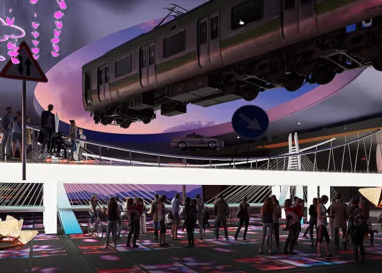 Zero Gravity Technology 2050: Flying Trains & Cars Design Rendering