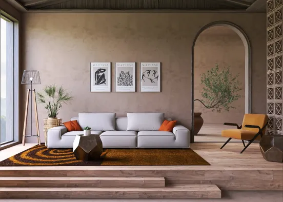 # Calm and Minimalistic Living Room 🧡 Renderização de Design