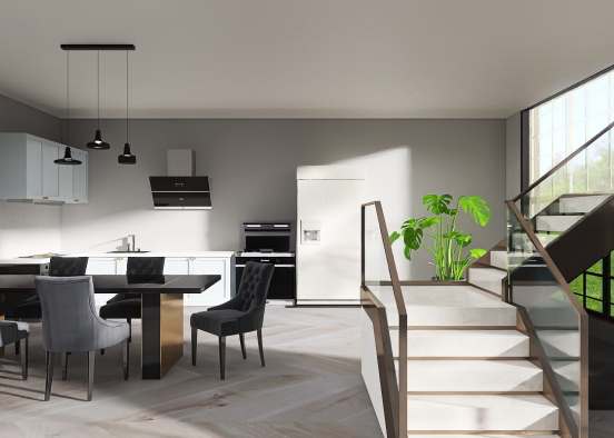 Dining and kitchen Design Rendering