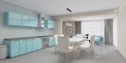 blue dining kitchen