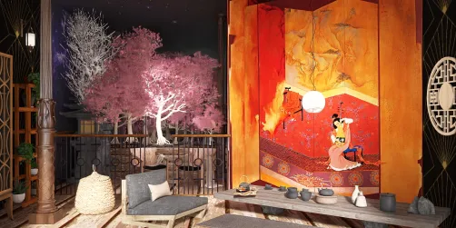Our first night in Japandi forrest