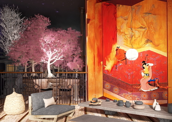 Our first night in Japandi forrest Design Rendering