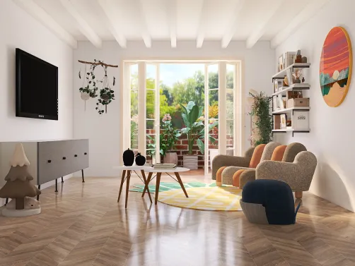 bright and sunny tropical living room 