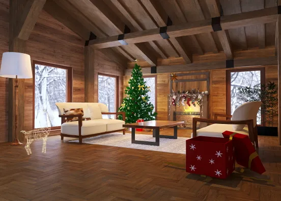 Christmas Living Room | Christmas Design Rendering