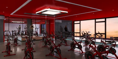 Cycling room with dj 