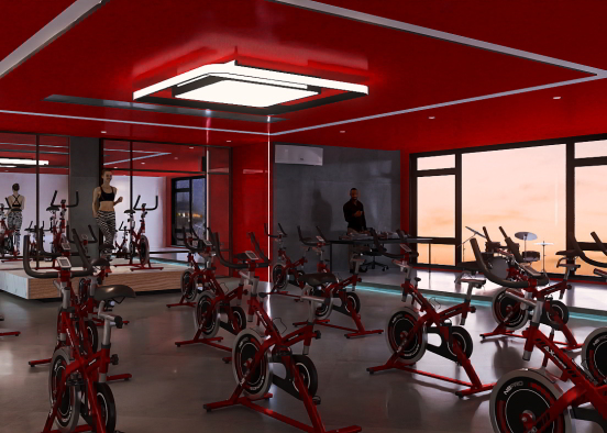 Cycling room with dj  Design Rendering