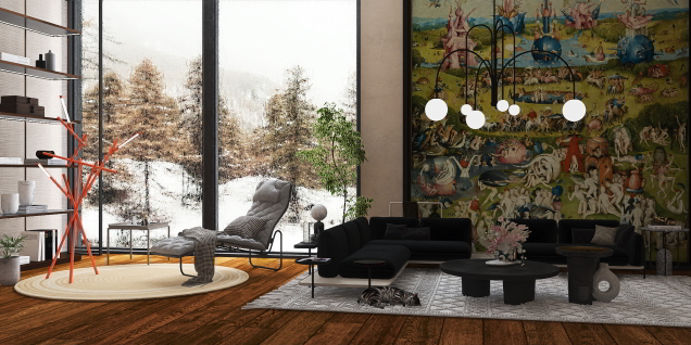 living room in winter for winter olympics