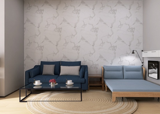 Marble Living Room Design Rendering