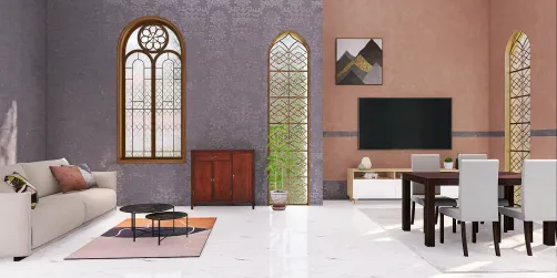 Minimal Living room & Diningroom Design 