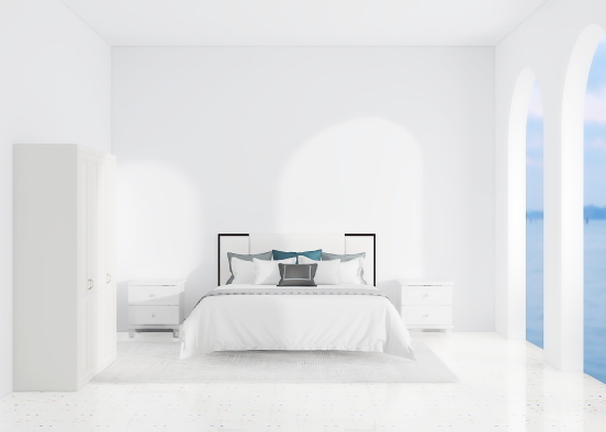 White serenity bedroom Design Rendering