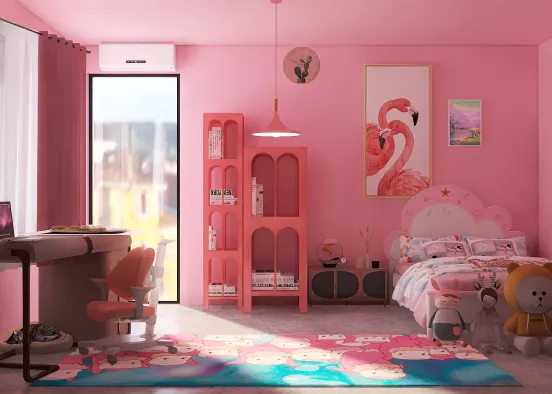 kids room in pink  Design Rendering