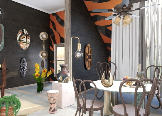 African Style Dining Design Rendering