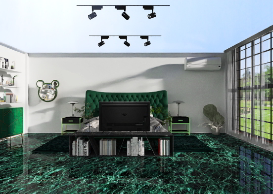 Green Bedroom  Design Rendering