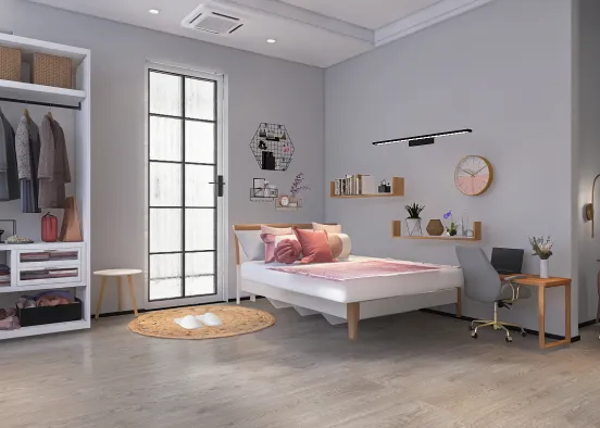 Cute Dorm Room Set Up!  Design Rendering