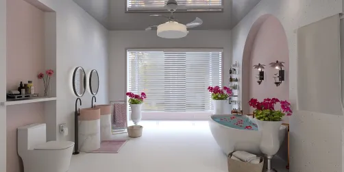 White and pink bathroom idea🌸
