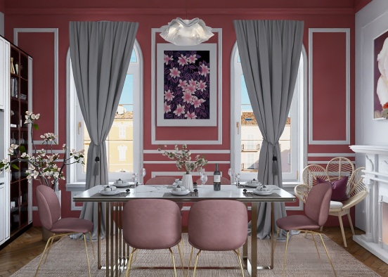 Floral dining room Design Rendering