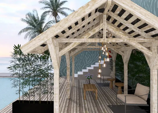 A patio on a holiday in Spain  Design Rendering