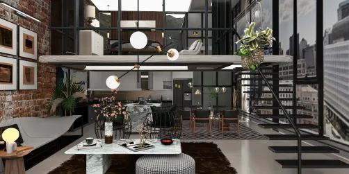 Loft estilo industrial con vista a la ciudad