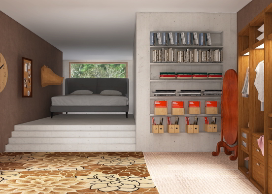 Modern brown room  Design Rendering