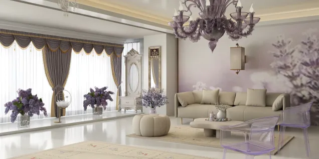 Lavender and cream living room 
