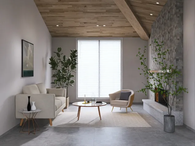 Modern living room with plants. 