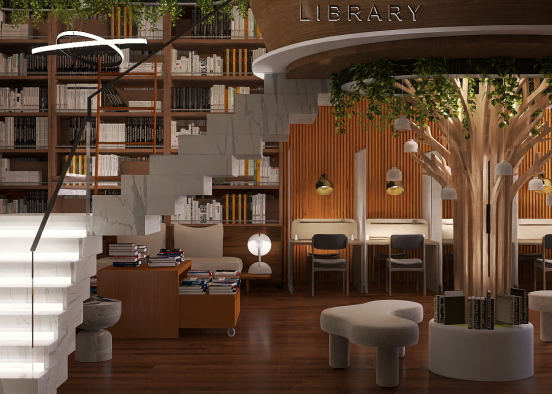 Library and the wood Design Rendering