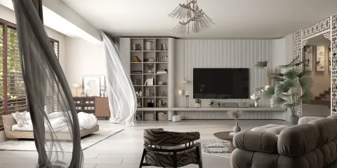 modern living room design featuring a cozy sofa and stylish furniture arrangement in a contemporary style, showcasing the interior design capabilities of Homestyler with real-time 3D rendering for a seamless design preview.