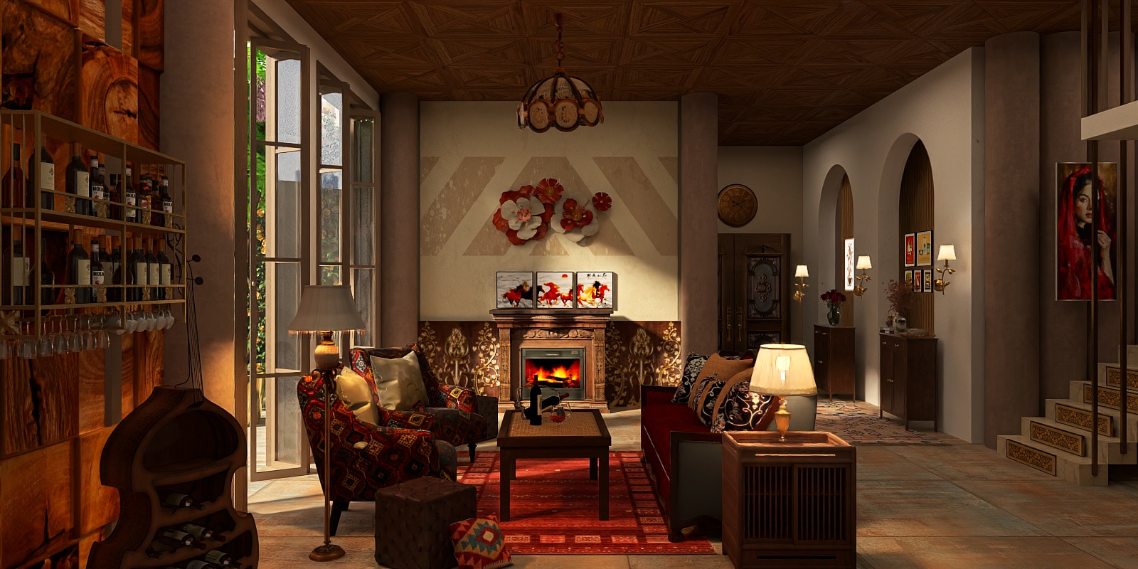 Living room in spanish Sunset 