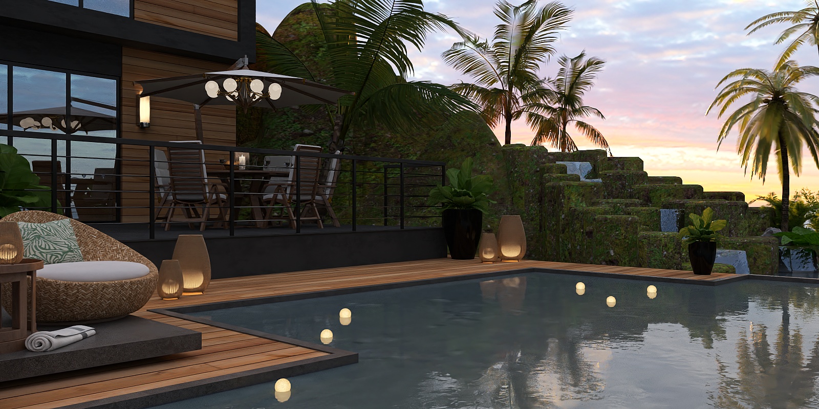 Tropical waterfall hale