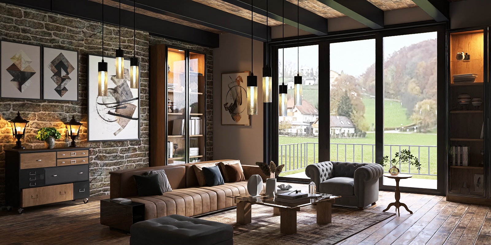 Warm atmosphere of American retro style