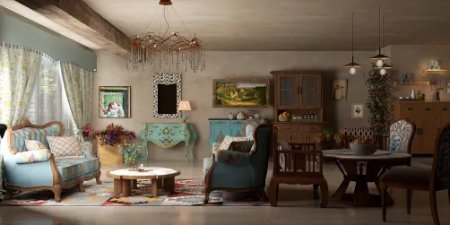 Кухня-гостиная в польском стиле