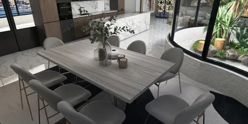 Casa con ventana panorámica 