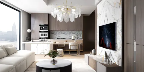 Современная кухня гостиная🩷