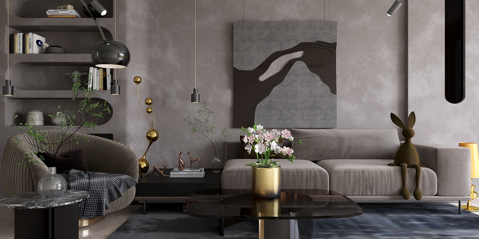 Elegant Fusion of Gold and Grey