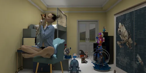 Habitación azul de poco dinero. Cover.