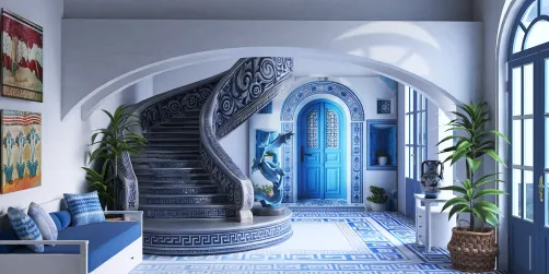 Entry Hall in Blue