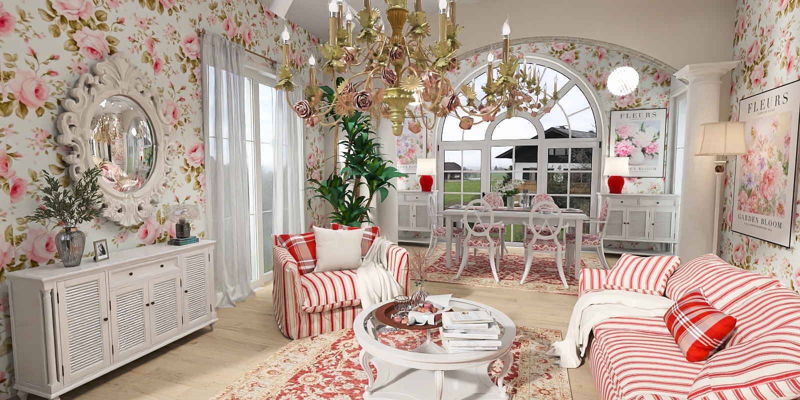 Red Floral Farmhouse