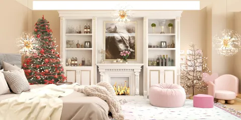 cozy living room with Christmas tree and decorations showcasing smart furniture arrangement in a modern style, highlighting Homestyler's real-time 3D rendering feature for decor visualization.