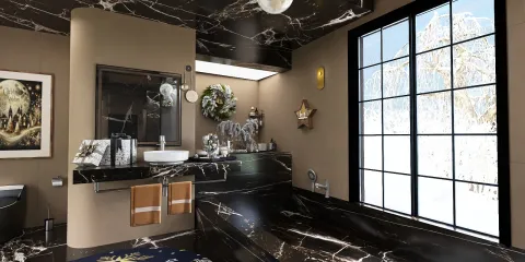 modern bathroom design featuring luxurious marble finishes, optimizing space with Homestyler's real-time 3D rendering capabilities, creating a serene retreat.