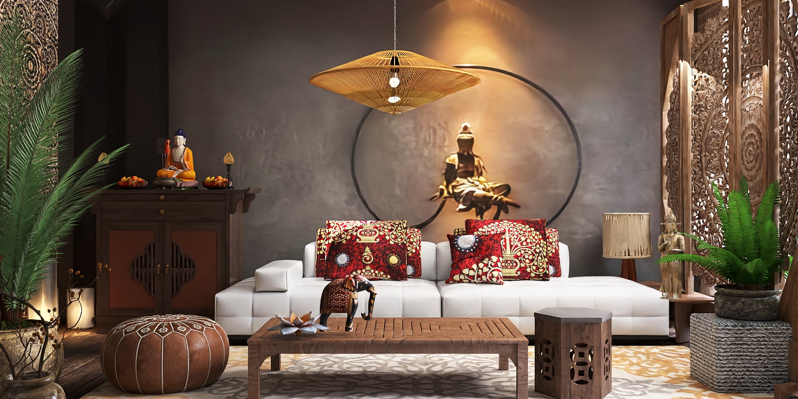 O uso de texturas e madeira acaba deixando o ambiente mais acolhedor