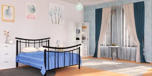 Soft Grey and Blue Bedroom 