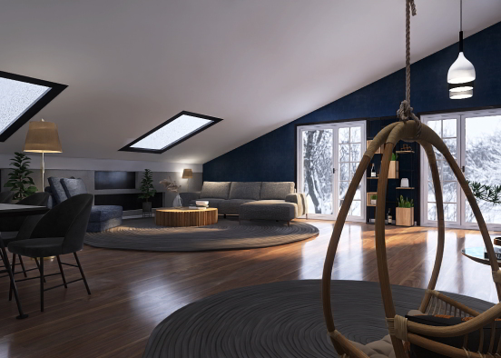 dark blue livingroom design 🪐 Design Rendering