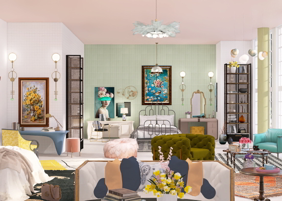 Bedroom/Livingroom  Design Rendering