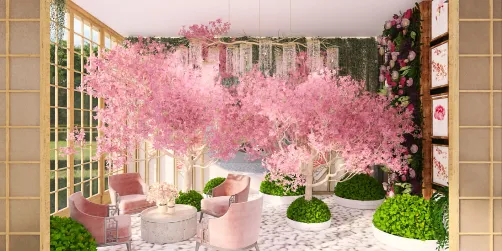 Pink home garden 